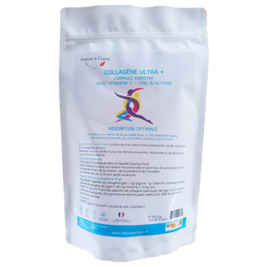 Collagène ULTRA+ peptides de collagène hydrolysés + glycine + vitamine C + zinc